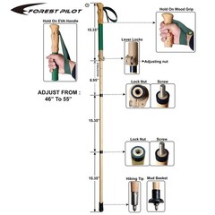 Trekking Poles 1 Piece Adjustable Hiking or Walking Stick Strong, Natural…