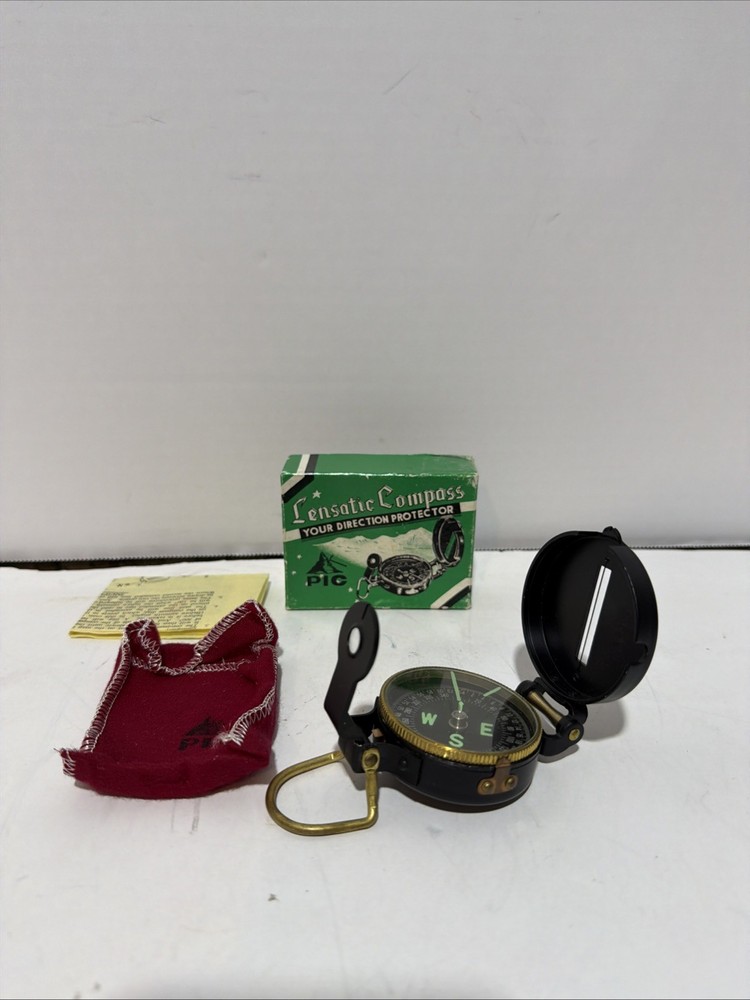 VINTAGE 1950’S OR 60’S ENGINEER PIC LENSATIC COMPASS C-118 NICE L@@K!! + Box