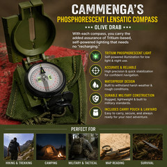 Cammenga 3HCS U.S. Military Lensatic Compass Waterproof Hiking Survival