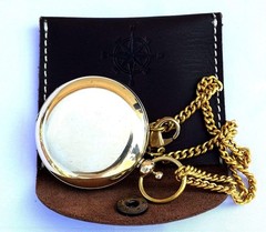 Vintage Brass Nautical Compass in Black Leather Case | Classic Gift & Décor
