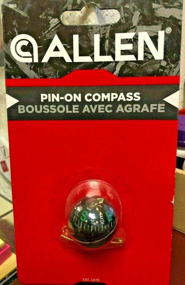 Allen Company Liquid Filled Pin On Ball Shaped Compass, Sealed Package, New