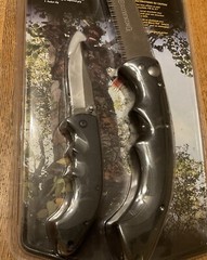 NIP Browning Folding Camp Saw 4116 Stainless & 3.5” 7CR Blade Knife Belt Sheath