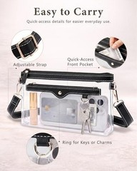 Clear Bag for Stadium Events, Stadium Approved Clear Purse for Small Black
