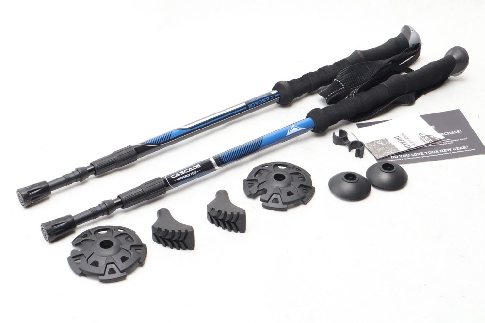 Cascade Mountain Tech Trekking Poles Twist Blue Eva Grip One Size New