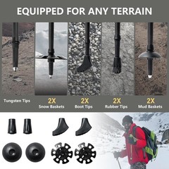BISINNA Carbon Fiber Trekking Poles Cork Handle Pair