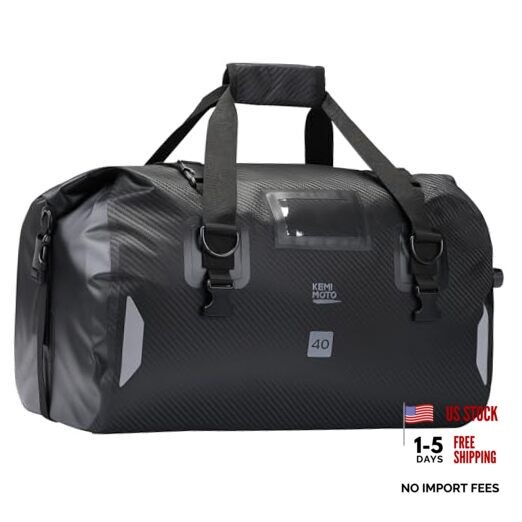 Waterproof Motorcycle Dry Bag – Duffle Tail Bag Soft Luggage, 40L Black