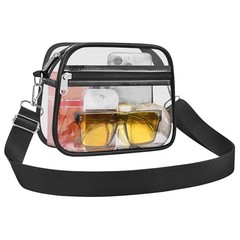 Clear Bag for Stadium Events Clear Sports Fan Handbags Purses with Medium Black