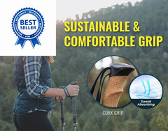 TREKOLOGY Trek-Z Cork Grip Trekking Poles – Lightweight Folding Hiking Gray