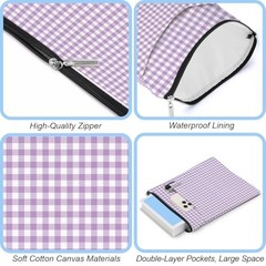 Gingham Book Sleeve,Plaid Checkered Book Sleeve Light Purple Checkered 1340