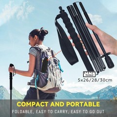 Carbon Fiber Trekking Poles 5 Section Foldable Pair