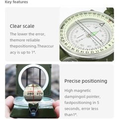 Military Compass Pocket Sighting Clinometer Classic Hiking Luminous Lensatic Map