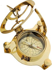 Vintage Triangle Brass Sundial Compass with Leather Case Handmade Nautical Gift
