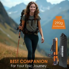 7075 Aluminum Trekking Pole Adjustable Matte Orange
