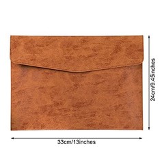 PU Leather A4 File Folder Document Holder Waterproof Portfolio Envelope Brown