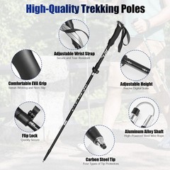 2 Pieces Hiking Poles Folding, Trekking Poles Aluminium, Adjustable 110130cm,…