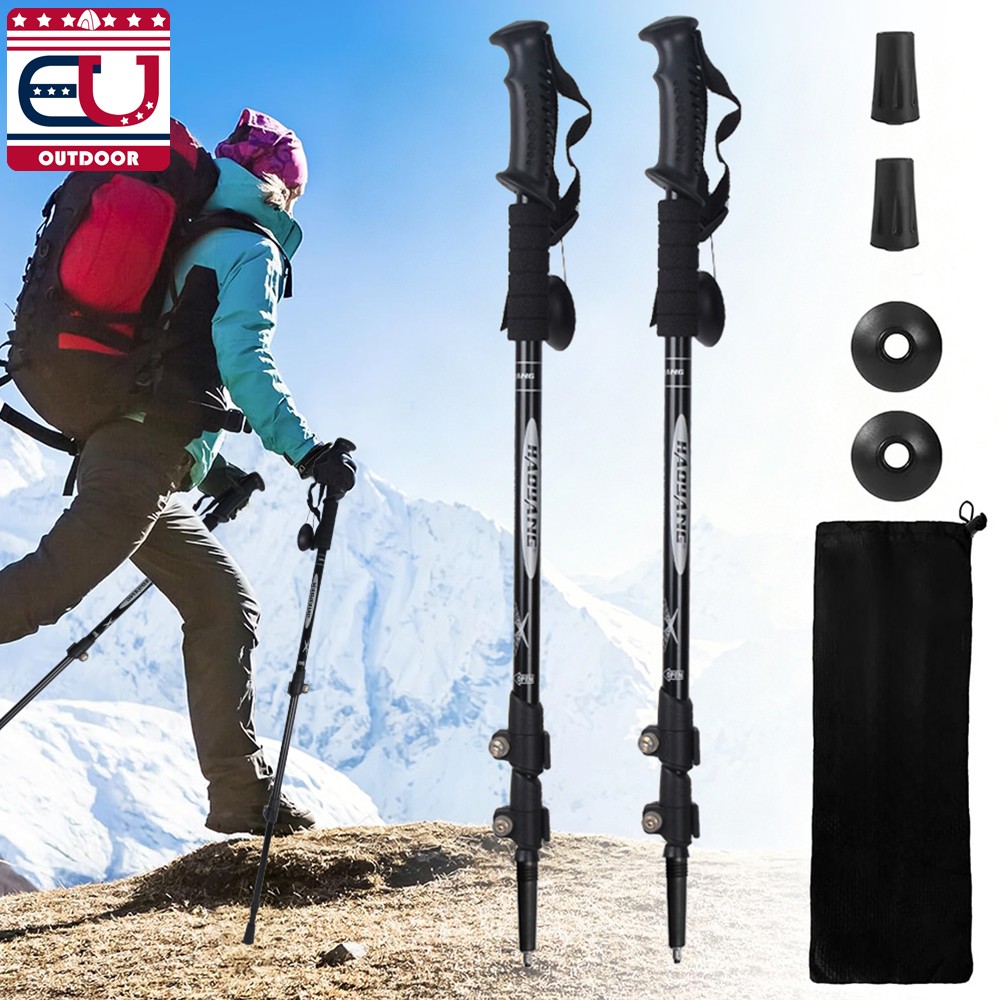 Telescopic Trekking Poles Walking Hiking Sticks Adjustable Anti-shock Alpenstock