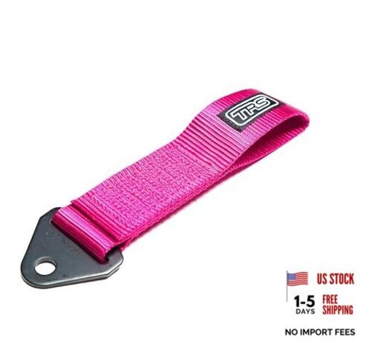 Fabric Tow Loop Strap Fixed Length for Front or Rear Bumper, High Pink