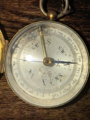 Vintage Antique Brass Pocket Compass Made In France Military Style W/CHAIN Works