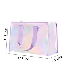 Iridescent Beach Bag for Women, 26L Clear Tote Bag, Summer Waterproof