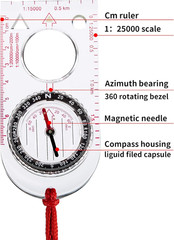 6 Pieces Orienteering Compass Hiking Navigation Backpacking Compass Map Readi…
