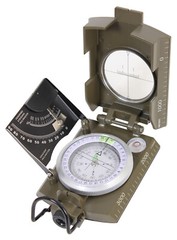 Deluxe Olive Drab Folding Marching Compass with Scales, Level, Magnifier