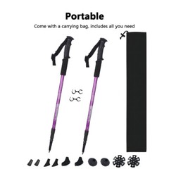 Pair of 2 Anti-Shock Hiking Poles Adjustable Walking Trekking Sticks Alpenstock
