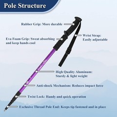 TheFitLife Nordic Walking Trekking Poles – 2 Sticks with Anti-Shock and Quick Lo
