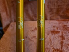 Pair of 2 OP SWISS Metal, Walking/Hiking Sticks. Anti-shock Adjustable.