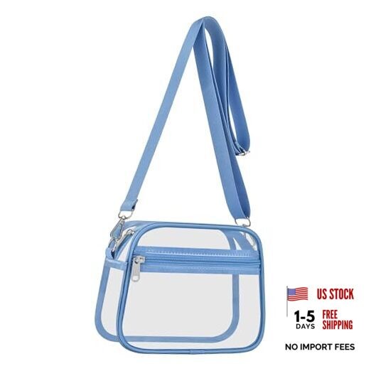 Clear Bag for Stadium Events Clear Sports Fan Handbags Purses Small Sky Blue
