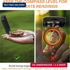 Sportneer Compass Hiking Survival, Camping Accessories Orienteering Compass with