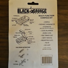 Black Savage Survival Multi-Function Compass Kit Thermometer Hygrometer LED