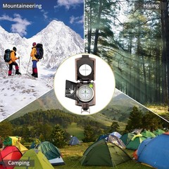 Anbte Compass Hiking Survival, IP65 Waterproof Metal with Bronze