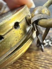 Vintage Antique Brass Pocket Compass Made In France Military Style W/CHAIN Works