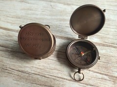 Brass Compass Engraved with Let Your Heart be Your Compass Quote, Gift Compasses