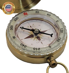 Glow in the Dark Brass Pocket Compass for Kids – Waterproof Navigation Tool for