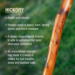 Hiking Stick Handcrafted Hickory Wood Walking Cane with Strap for Men Women