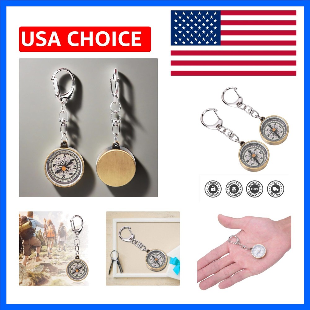 Keychain Compass, Pack of 2 Vintage Style Zinc Alloy Pocket Compass Navigatio…