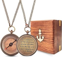Vintage Brass Locket Compass with Wooden Box Case – Your Elegant Pathfinder