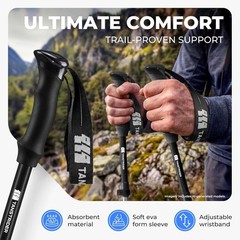 7075 Aluminum Collapsible Trekking Poles for Hiking, 43-53 Inch Adjustable 2 Pac