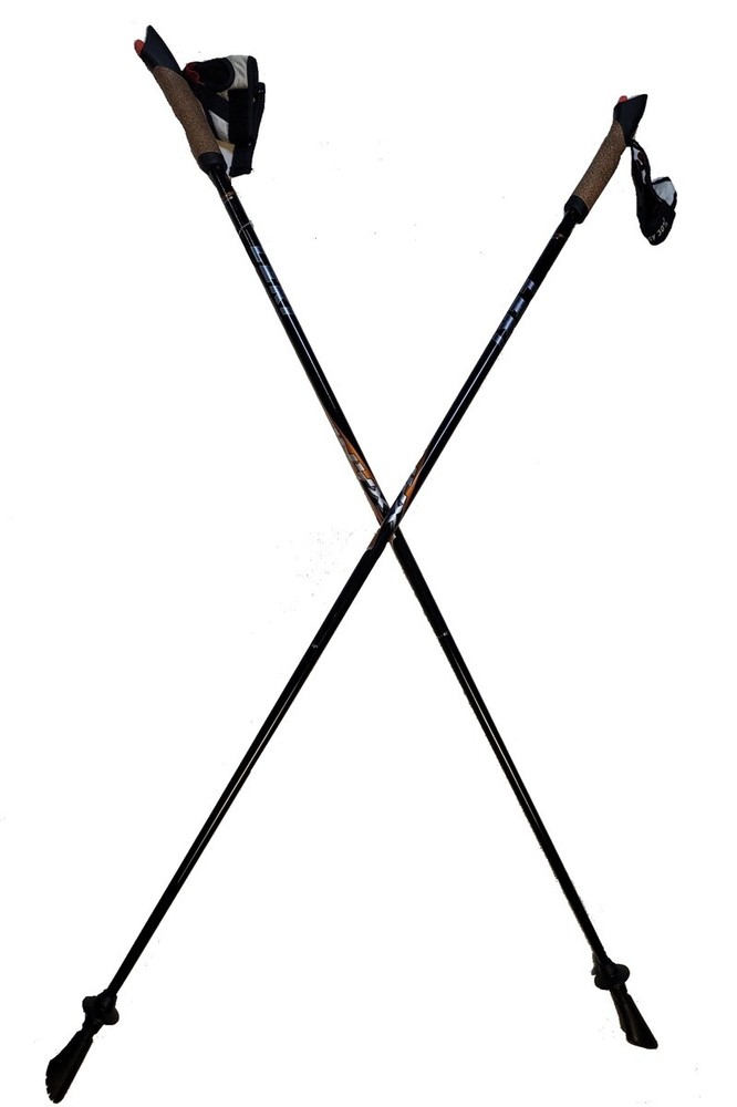 LEKI Nordic Walking Onyx Carbon Series Walking Pole Black/Orange 115cm