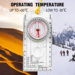 Compass Ruler Magnifying Scale Scout Hiking Camping Boating Orienteering Map US
