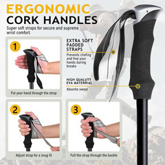 Carbon Fiber Trekking Poles – Collapsible and Telescopic,Eva Grips, Quick Flip L