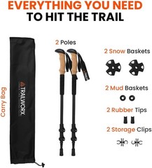 3K Carbon Fiber Adjustable Trekking Poles Set of 2 Lightweight 24.5″-54″