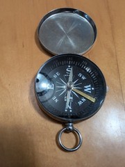 Vintage Pocket Compass Edge Mark Black Made In Japan
