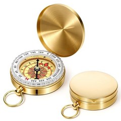 Brass Compass for Hiking Large Dial Pocket Compass with Keychain Loop Camping