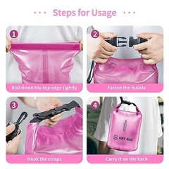 Waterproof Dry Bag – Roll Top Transparent Storage 2L Pink