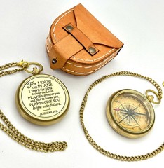 Jeremiah 2911 Brass Engraved Compass Christian First Communion Baptism Gift