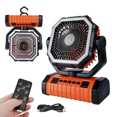USB Powered Camping Fan Light with Remote 4 Wind Speeds for Fishing Gear