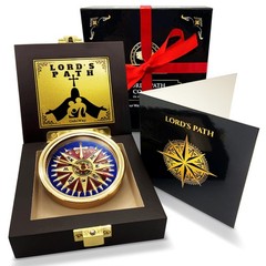 Lord’s Path Compass – 2.3″ Inch Diameter, 0.55″ Thick, Shiny Gold