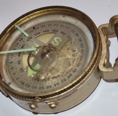 Vintage Lensatic Compass Liquid Filled Metal Case Made In Taiwan Clip-On